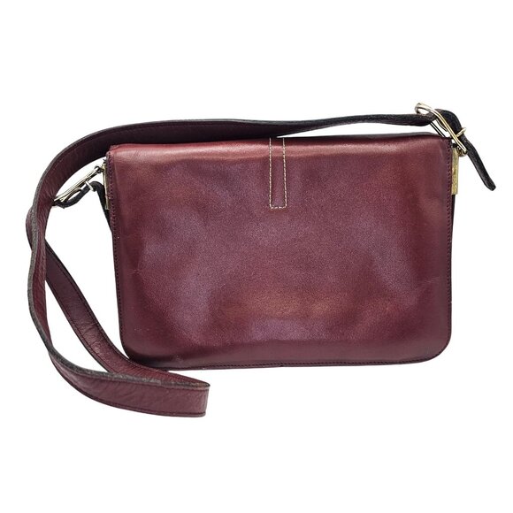 Vintage Etienne Aigner Burgundy Leather Accordion Purse Gold-Tone Hardware - Picture 2 of 15
